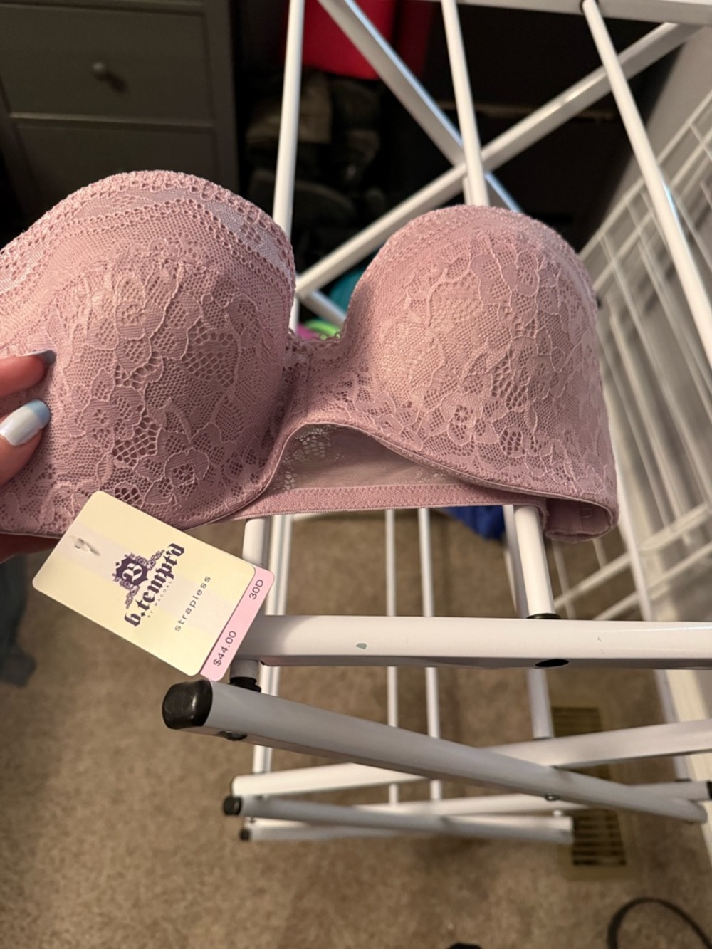 B tempted  lace Strapless Bra in Dusty Pink 30D